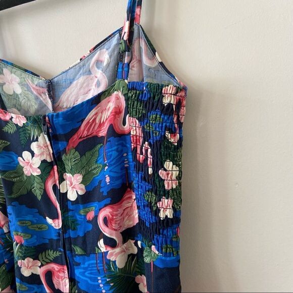 Revival-flamingo print Faux Wrap Midi Holiday/Sumner Dress - Picture 8 of 12